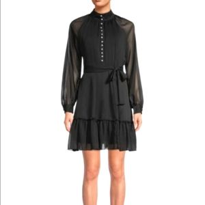 Stellah Tie-Front Dress Nwt Black Goth Sz L